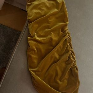 Beautiful mustard or gold short body con ruched dress